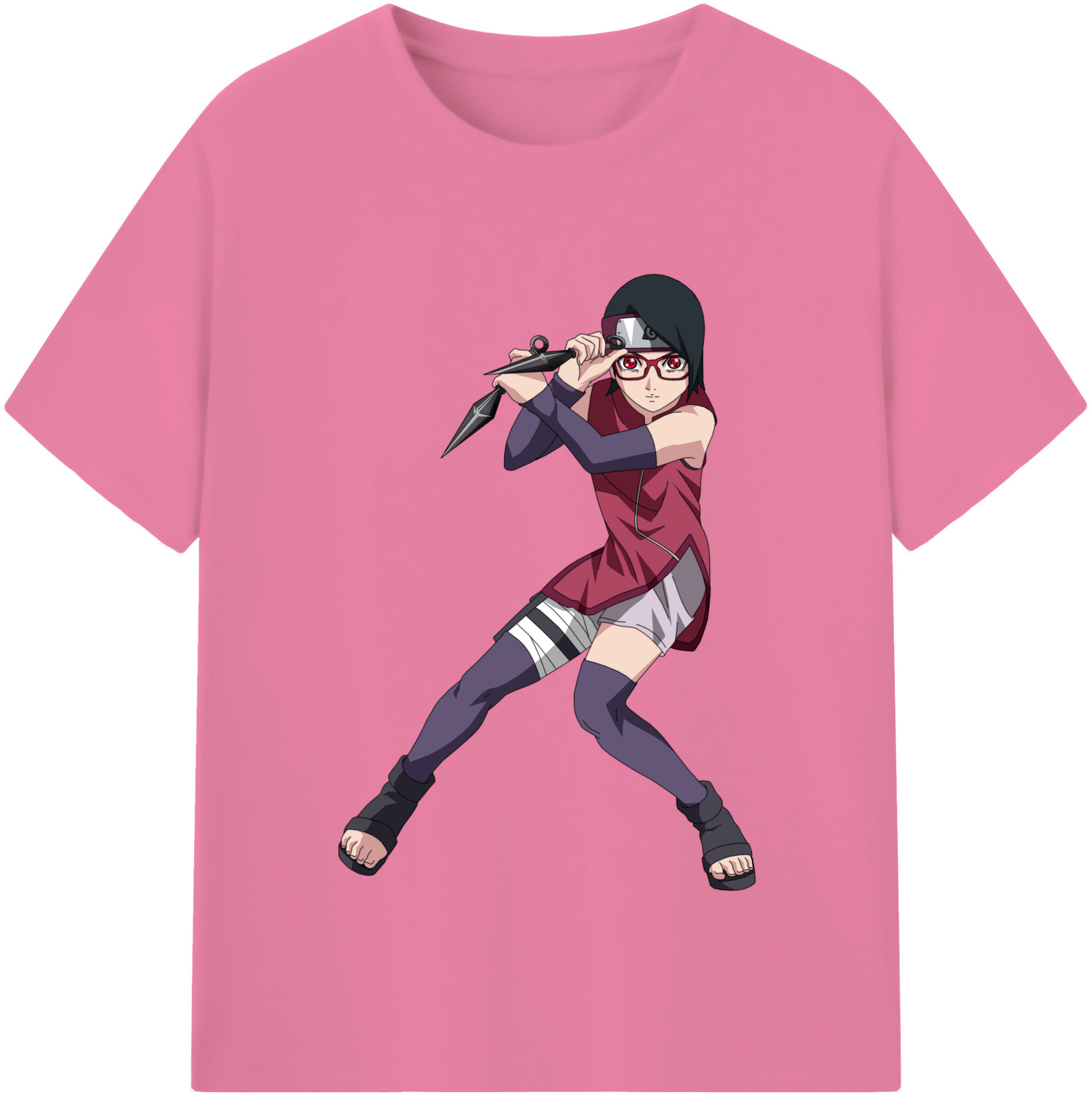 （画像用） NARUTO -ナルト- うちは サラダ Uchiha Sarada 綿100％半袖Tシャツ（フロントプリント）